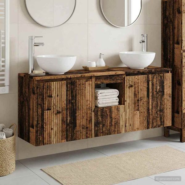 vidaXL Set kabinetov do kúpeľne 3 ks Staré drevo 49,5 x 35 x 63 cm