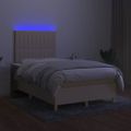 vidaXL Posteľ boxsping s matracom a LED krémová 120x200 cm látka