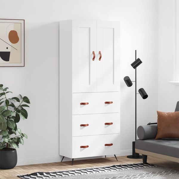 vidaXL Vysoká skrinka biela 69,5x34x180 cm spracované drevo