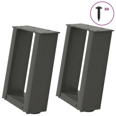 vidaXL Nohy konferenčného stolíka v tvare U, 2 ks, antracitové, 30 x (30-31) cm, oceľové