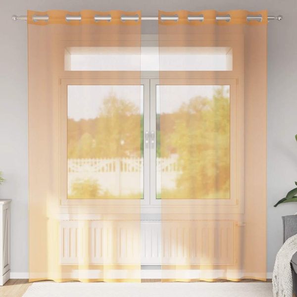 vidaXL voálové závesy s priechodkami 2 ks oranžové 140x225 cm