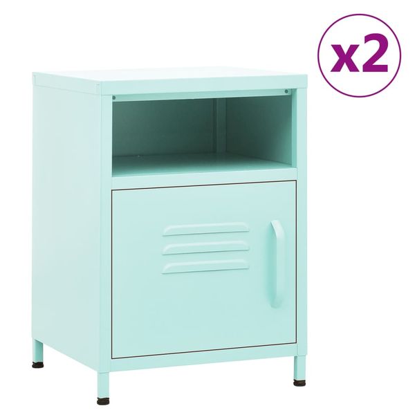 vidaXL Nočné stolíky 2 ks mätové 35x35x51 cm oceľ