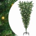 vidaXL Obrátený umelý vianočný stromček s guľovými sadou Zelená 150 cm