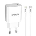 Sieťová nabíjačka BWOO CDA159 PD 20W 1x USB-C port + Lightning biela