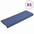 vidaXL Schodové rohože 5 ks 65x21x4 cm modré s obdĺžnikovým okrajom