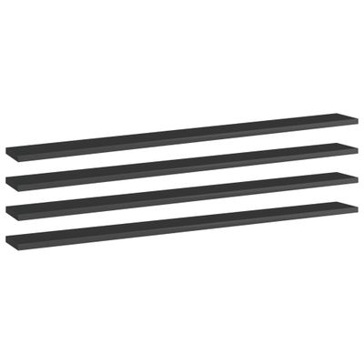 vidaXL Prídavné police 4 ks, lesklé čierne 100x10x1,5 cm, drevotrieska