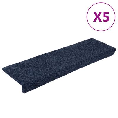 vidaXL Schodové rohože, samolepiace, 5 ks, 65x21x4 cm, antracitové, s obdĺžnikovým okrajom