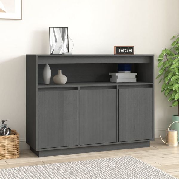 vidaXL Komoda sivá 104,5x34x80 cm borovicový masív
