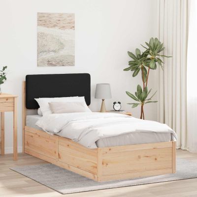vidaXL Rám postele s čalúneným čelom Čierna 90 x 200 cm