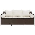 vidaXL Záhradná pohovka s vankúšmi 3-miestna hnedá polyratan