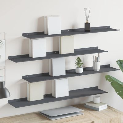 vidaXL Závesná polica Nástenný 4 pcs Antracit 100 x 18 x 2,5 cm Oceľ