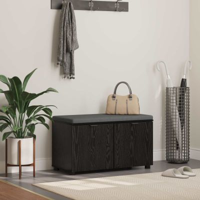 vidaXL Predsieňová lavica s vankúšom Čierny Dub 80 x 38 x 46 cm