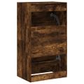 vidaXL Botník s 2 výklopnými zásuvkami dymový dub 60x42x108 cm