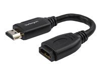 Short HDMI 2.0 Male to Female Adapter Cable - Port Extender (HD2MF6INL) - Predlžovací kábel HDMI - HDMI s pinmi (male) rovné do HDMI so zdierkami (female) rovné - 15,2 cm - dvojnásobne tienený - čierna - podporuje 4K