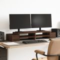 vidaXL Stojan na monitor s policou hnedý dub 100x27x15 cm komp. drevo