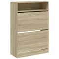 vidaXL Botník s 2 výklopnými zásuvkami dub sonoma 80x34x116 cm