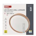 LED nástenné svietidlo ILVI, kruhové 30 W, stmievanie + CCT, drevo