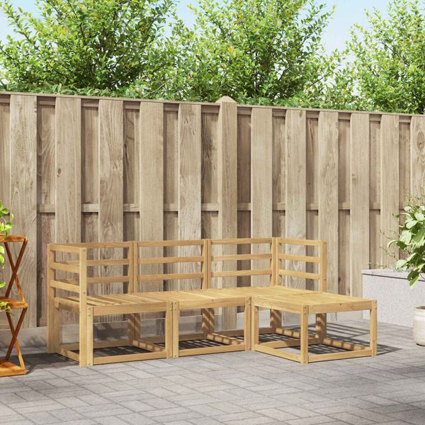 vidaXL Záhradná súprava gaučov 4 pcs Biela 185,5 x 122,5 x 73 cm