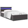 vidaXL Hydraulický posteľný rám+úložný priestor, LED, látka 100x200 cm