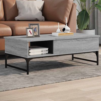 vidaXL Konferenčný stolík sivá sonoma 100x50x35cm kompozitné drevo+kov