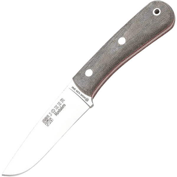 JOKER CV134 Montanero outdoorový nôž 11 cm, Satin, šedá, Micarta, kožené puzdro