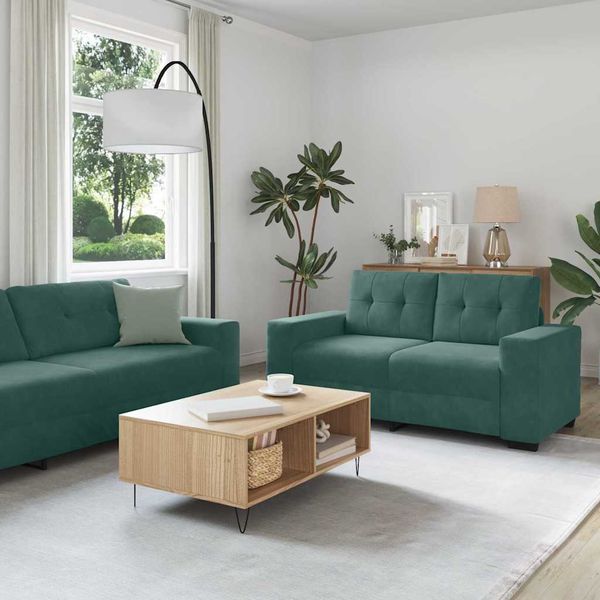vidaXL Sada pohoviek 3 pcs Tmavozelená 221 x 80 x 80 cm Zamat
