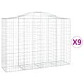 vidaXL Oblúkové gabionové koše 9 ks 200x50x140/160 cm pozink. železo