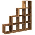 vidaXL Knižnica 4-posch. staré drevo 131,5x29x131,5 cm kompozit. drevo