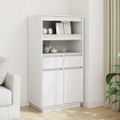 vidaXL Vysoká skrinka biela 60x40x116,5 cm masívna borovica
