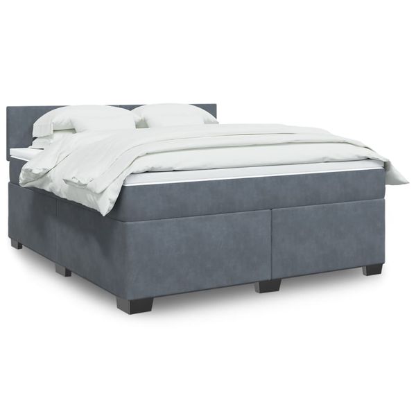vidaXL Posteľný rám boxspring s matracom tmavosivý 180x200 cm zamat