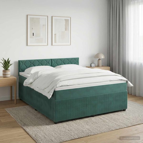 vidaXL Posteľ boxspring s matracom Tmavozelená 140 x 200 cm Zamat