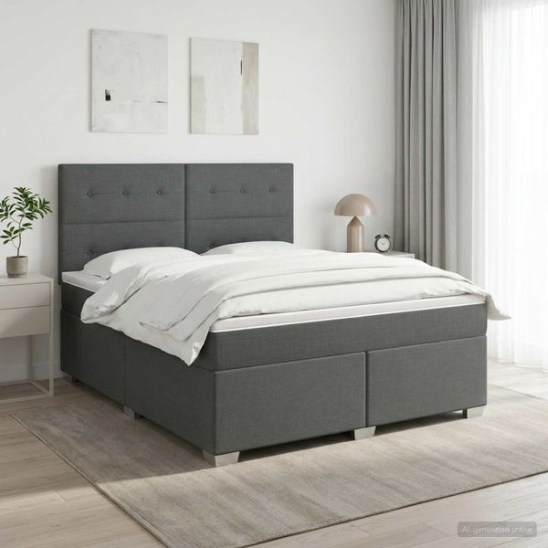 vidaXL Posteľ boxspring s matracom Tmavosivá 140 x 200 cm Látka