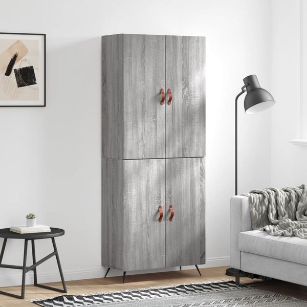 vidaXL Vysoká skrinka sivý dub sonoma 69,5x34x180 cm spracované drevo