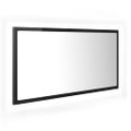 vidaXL LED kúpeľňové zrkadlo lesklé čierne 90x8,5x37 cm akryl