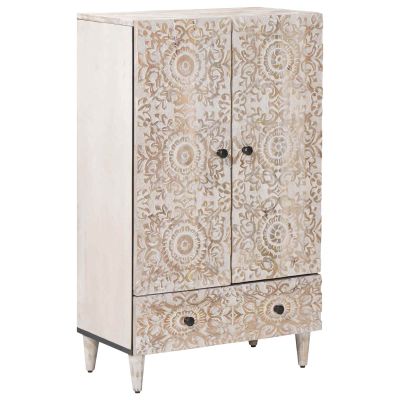 vidaXL Vysoký stolík Biela 60 x 33,5 x 100 cm Masívne mango drevo