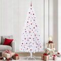 vidaXL Umelý vianočný stromček s 300 LED-i Biela 240 cm PVC a oceľ