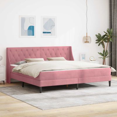 vidaXL Rám postele s matracom s matracmi Ružová 200 x 200 cm Zamat