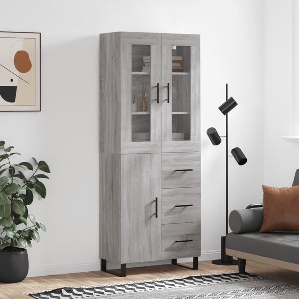 vidaXL Vysoká skrinka sivý dub sonoma 69,5x34x180 cm spracované drevo
