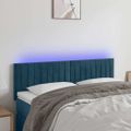 vidaXL Čelo postele s LED tmavomodré 144x5x78/88 cm zamat