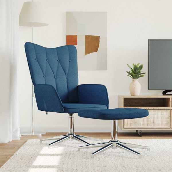 vidaXL Relaxačné kreslo s podnožkou, modré, látka