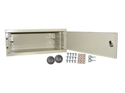 Kovový rozvádzač montážna skriňa 19" , závesná ECO 4U 540x350 RAL7035 Kovový rozvaděčmontážní skříň 19" , závěsná ECO 4U 540x350 RAL7035