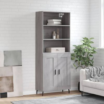 vidaXL Vysoká skrinka sivý dub sonoma 69,5x34x180 cm spracované drevo