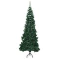 vidaXL Rohový umelý vianočný strom s 300 LED-i Zelená 180 cm PVC a kov