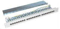 19" patch panel XtendLan 24port, STP, Cat6, 30µm, dvojité svorkovnice, sivý