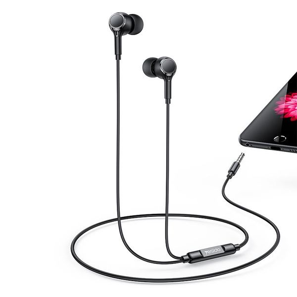 Slúchadlá YESIDO IN-EAR YH53 AUX 3,5MM 120CM ČIERNE