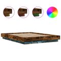 vidaXL Posteľný rám s LED svetlami dymový dub 140x190 cm kompoz. drevo
