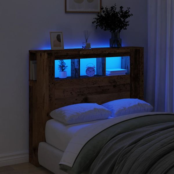 vidaXL Čelo s LED staré drevo 120x18,5x103,5 cm kompozitné drevo