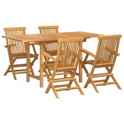 vidaXL Záhradný jedálenský set 5 pcs Hnedá Husté teakové drevo