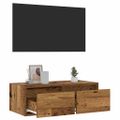 vidaXL TV skrinka s LED svetlami staré drevo 75x35,5x25 cm