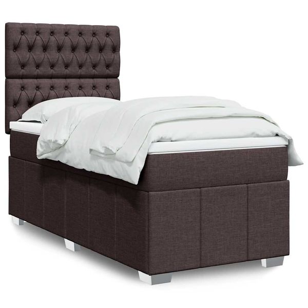 vidaXL Posteľný rám boxsping s matracom hnedý 90x200 cm látka